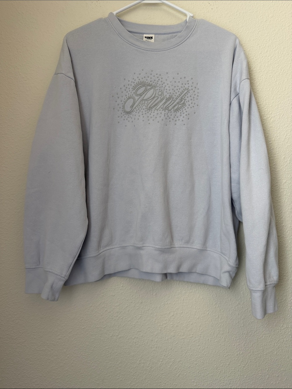 Pink Victoria’s Secret Glitter Front Crewneck Sweatshirt